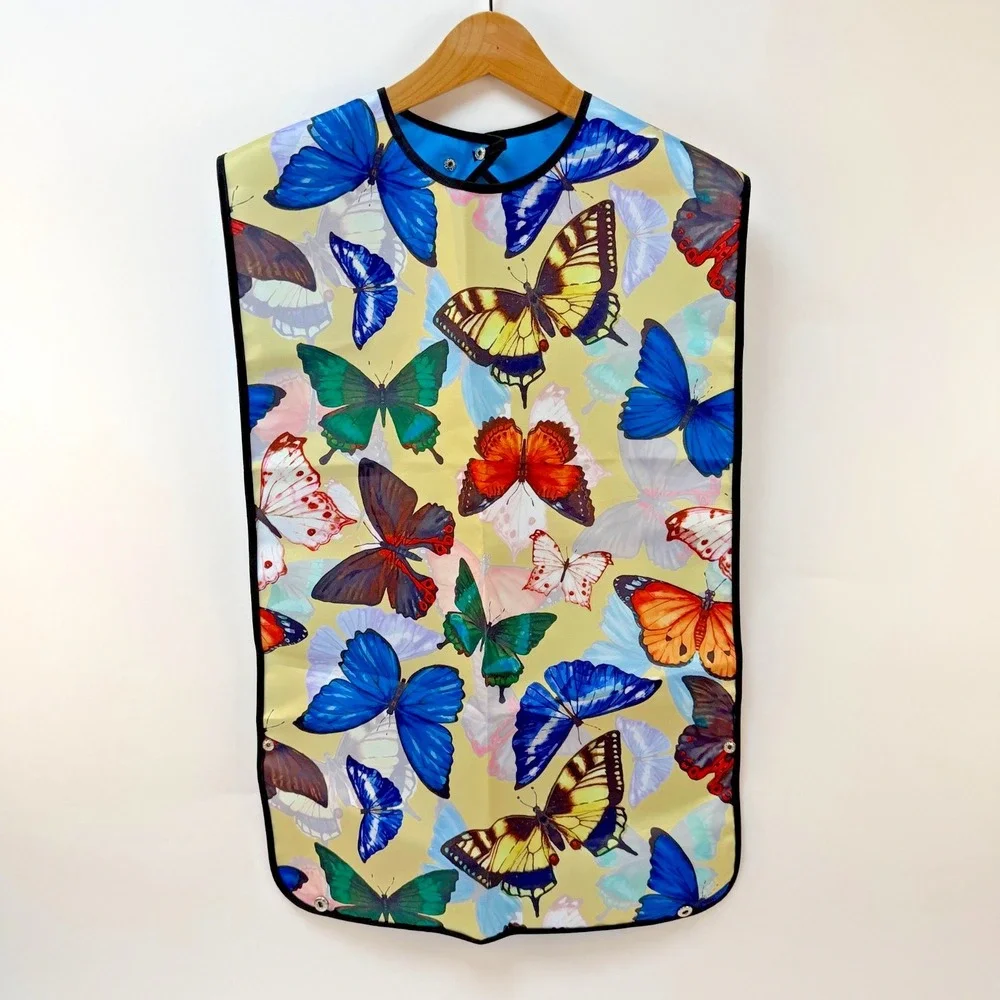 Beautiful Butterfly 3Pack Adult Bibs Waterproof & Easy-Clean Clothing Protectors